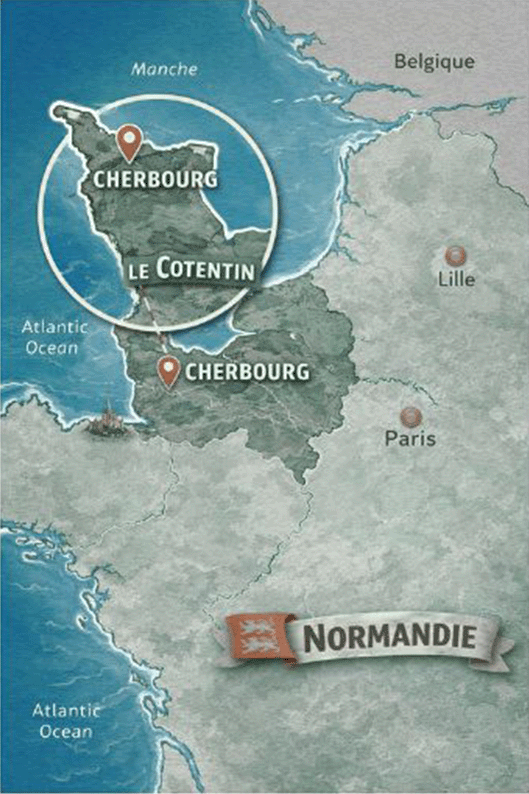 carte de france qui montre Cherbourg